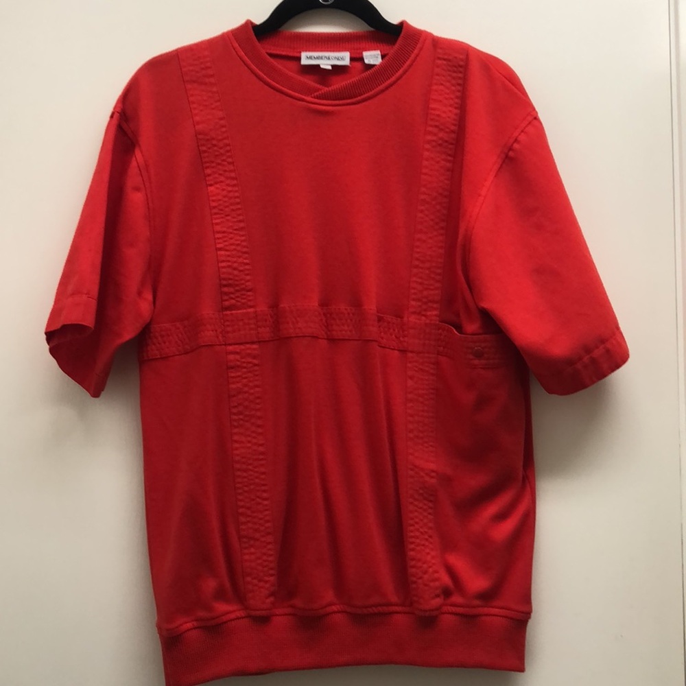 Members Only Red V-Neck Short Sleeve Pullover Shirt - Large